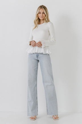ENGLISH FACTORY - Mixed Media Long Sleeve Sweater - SWEATERS & KNITS available at Objectrare