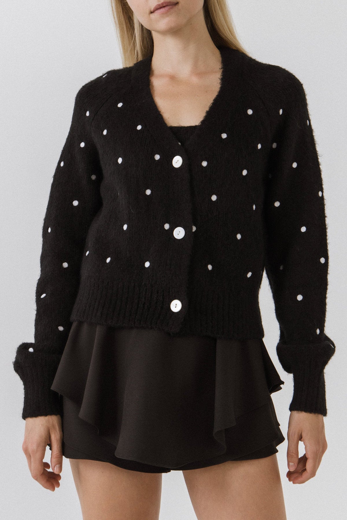 ENGLISH FACTORY - Dot Embroidered Cardigan - SWEATERS & KNITS available at Objectrare