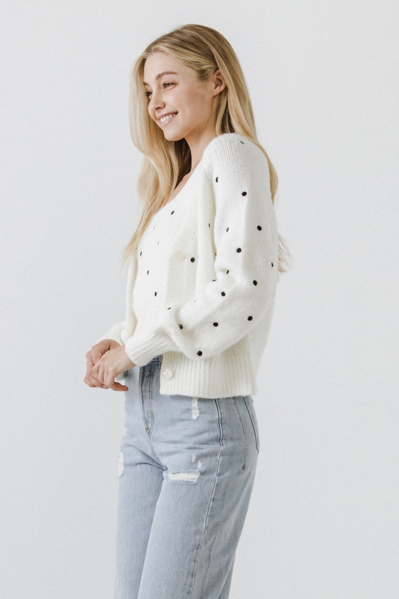 ENGLISH FACTORY - Dot Embroidered Cardigan - CARDIGANS available at Objectrare