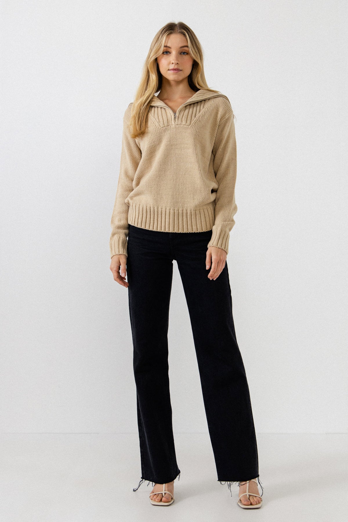ENGLISH FACTORY - Solid Knit Zip Pullover - SWEATERS & KNITS available at Objectrare