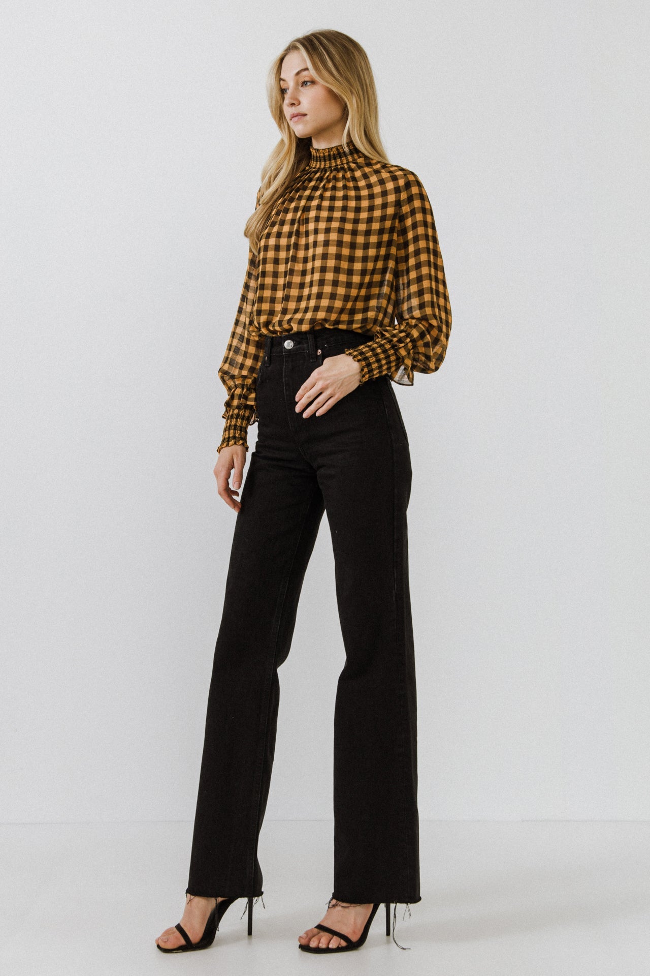 ENGLISH FACTORY - Checker Blouse with Mock Neck - TOPS available at Objectrare