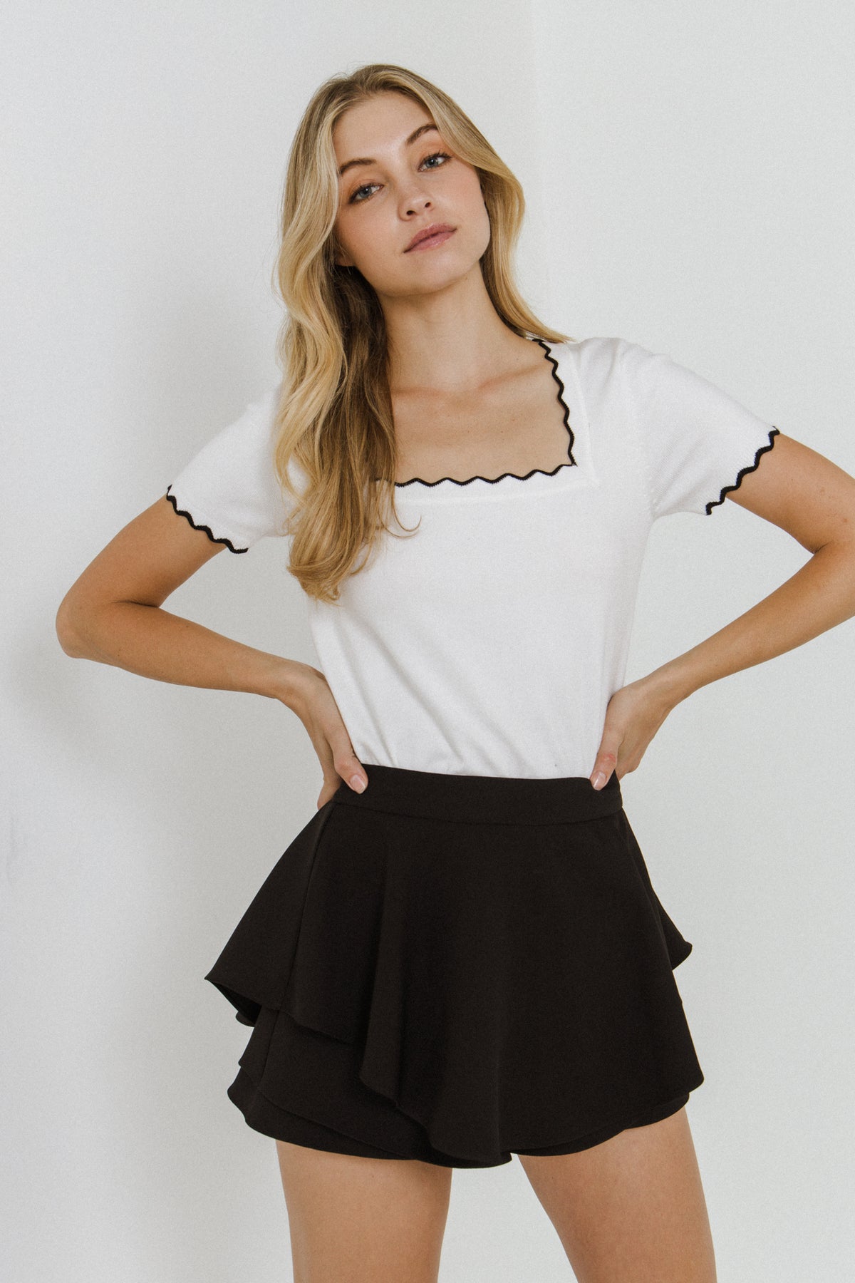 ENGLISH FACTORY - Scalloped Neckline Top - TOPS available at Objectrare
