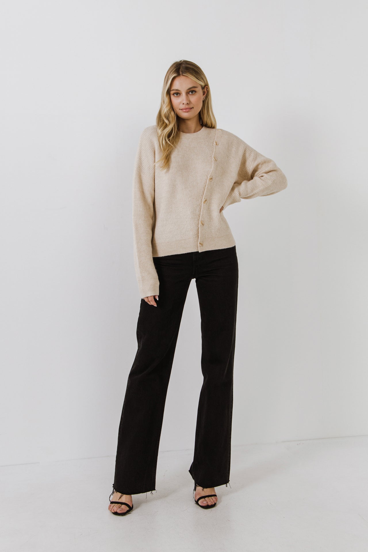 ENGLISH FACTORY - Sweater with Button Detail - SWEATERS & KNITS available at Objectrare