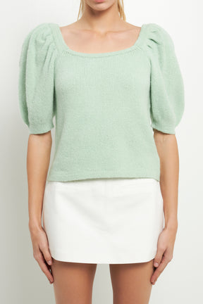 ENGLISH FACTORY - Puff Sleeve Sweater - SWEATERS & KNITS available at Objectrare
