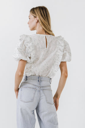 FREE THE ROSES - Free The Roses - Ruffle Detail Top with Short Puff Sleeves - TOPS available at Objectrare