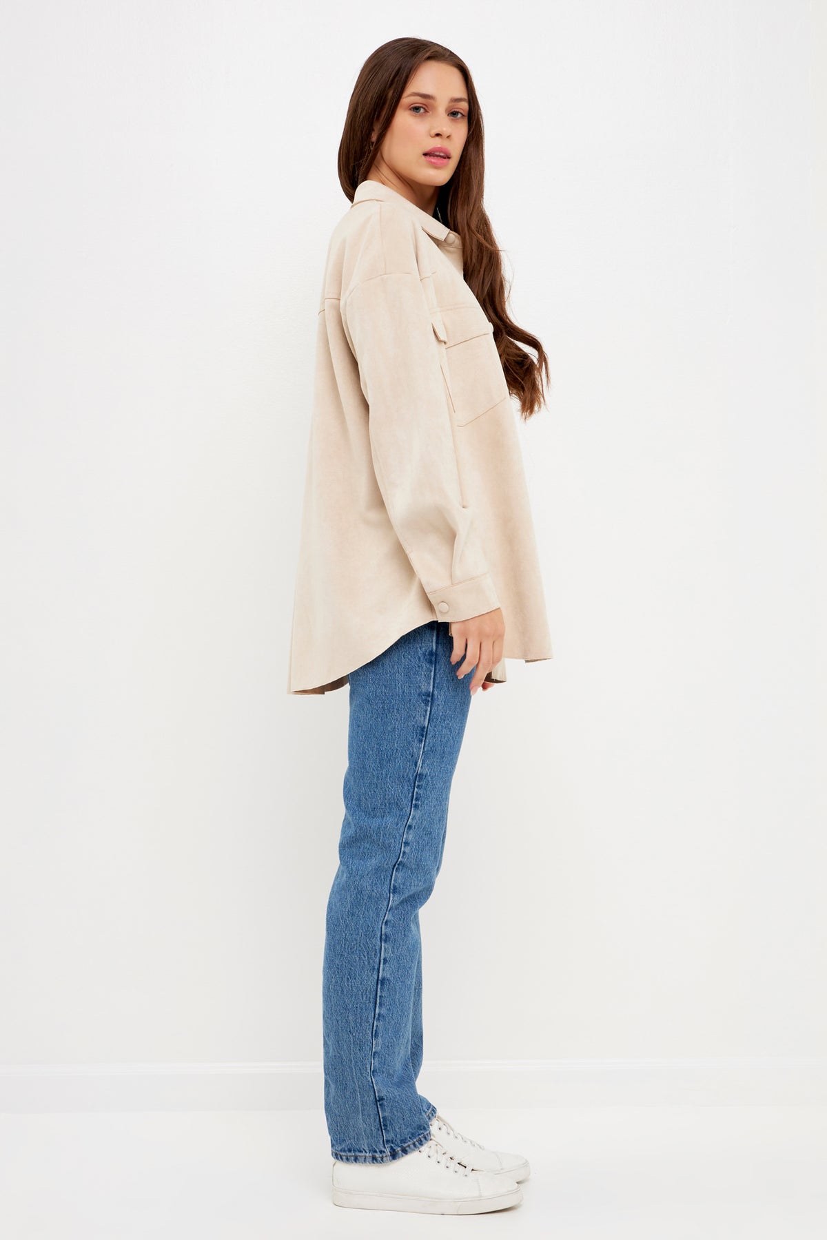 ENGLISH FACTORY - Faux Suede Oversized Shirts - SHIRTS & BLOUSES available at Objectrare