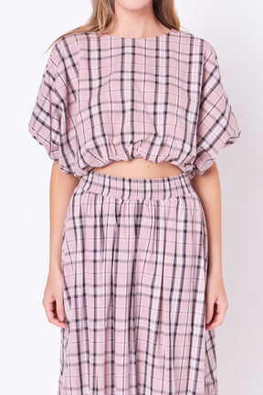ENGLISH FACTORY - Plaid Voluminous Cropped Top - TOPS available at Objectrare