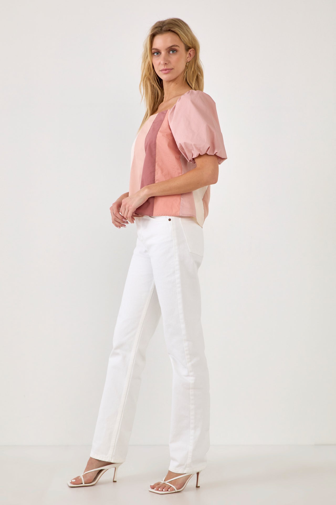 ENGLISH FACTORY - Color Blocked Top with Short Puff Sleeves - TOPS available at Objectrare
