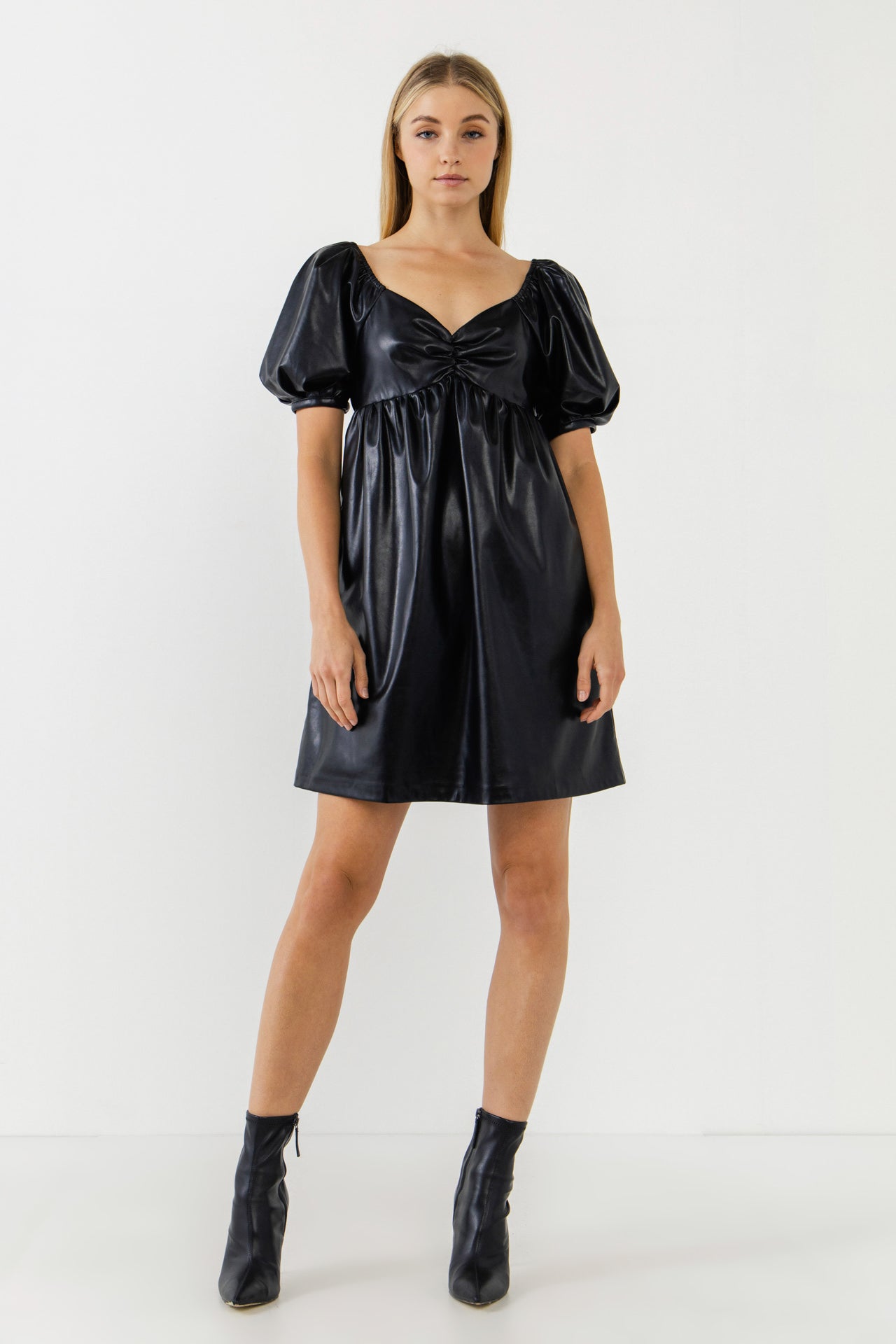 ENGLISH FACTORY - Faux Leather Mini Dress - DRESSES available at Objectrare