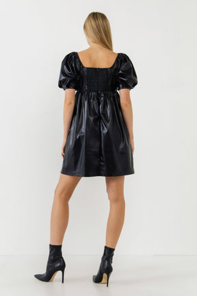 ENGLISH FACTORY - Faux Leather Mini Dress - DRESSES available at Objectrare