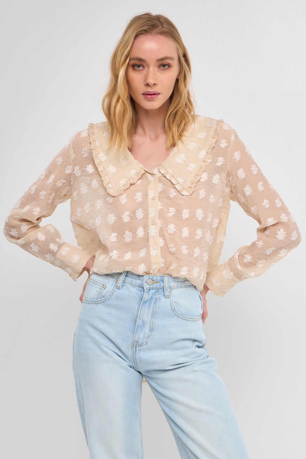 ENDLESS ROSE - Sheer Shirts with Statement Collar - TOPS available at Objectrare
