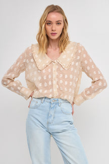 ENDLESS ROSE - Sheer Shirts with Statement Collar - TOPS available at Objectrare