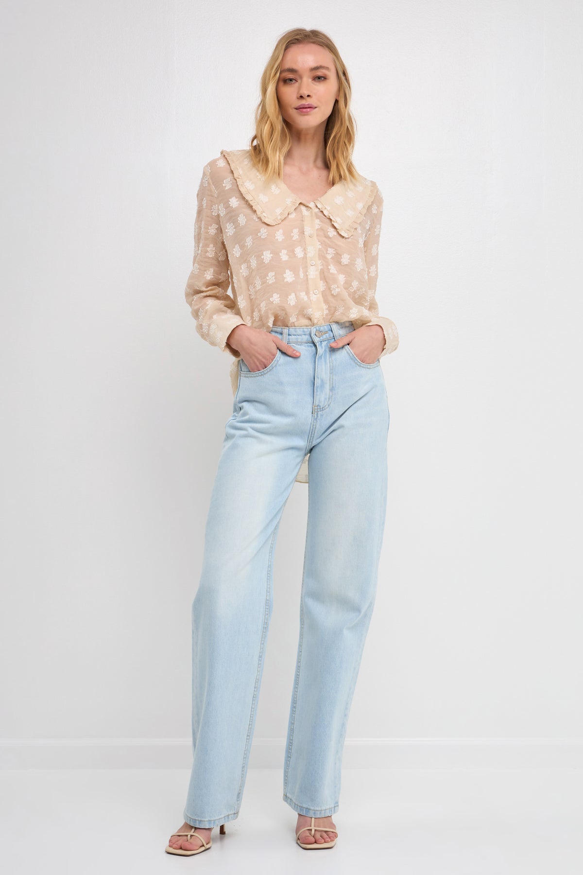 ENDLESS ROSE - Sheer Shirts with Statement Collar - TOPS available at Objectrare