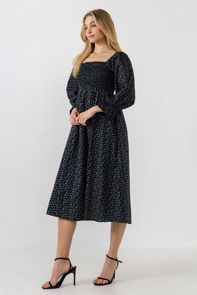 ENGLISH FACTORY - Floral Smocked Midi Dress - DRESSES available at Objectrare