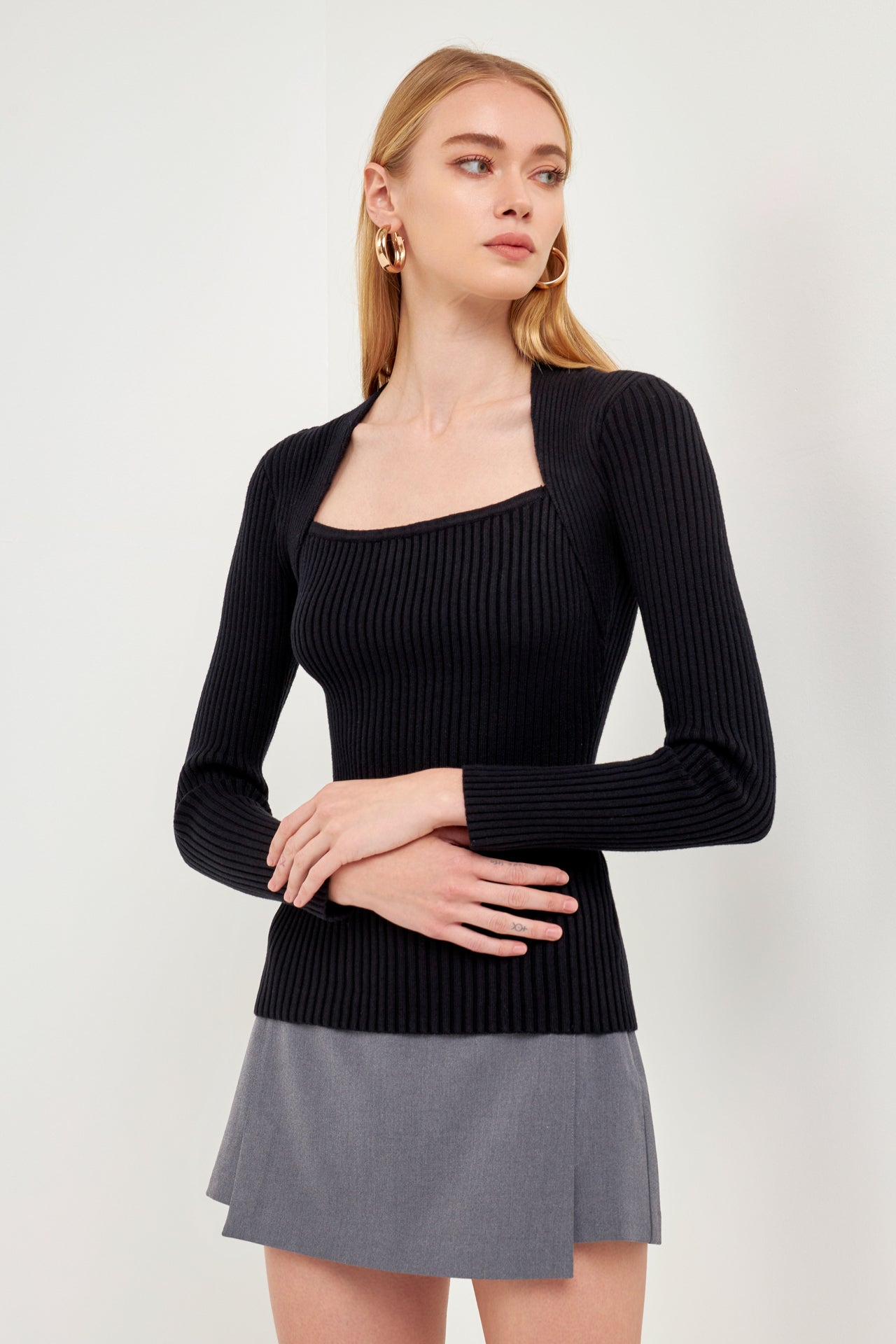 ENDLESS ROSE - Fitted Knit Top - SWEATERS & KNITS available at Objectrare