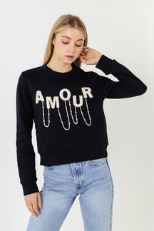 ENDLESS ROSE - Endless Rose - Amour Pearl Embellished Sweatshirts - HOODIES & SWEATSHIRTS available at Objectrare