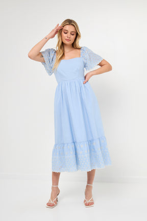 ENGLISH FACTORY - Embroidered Midi with Scalloped Hem - DRESSES available at Objectrare