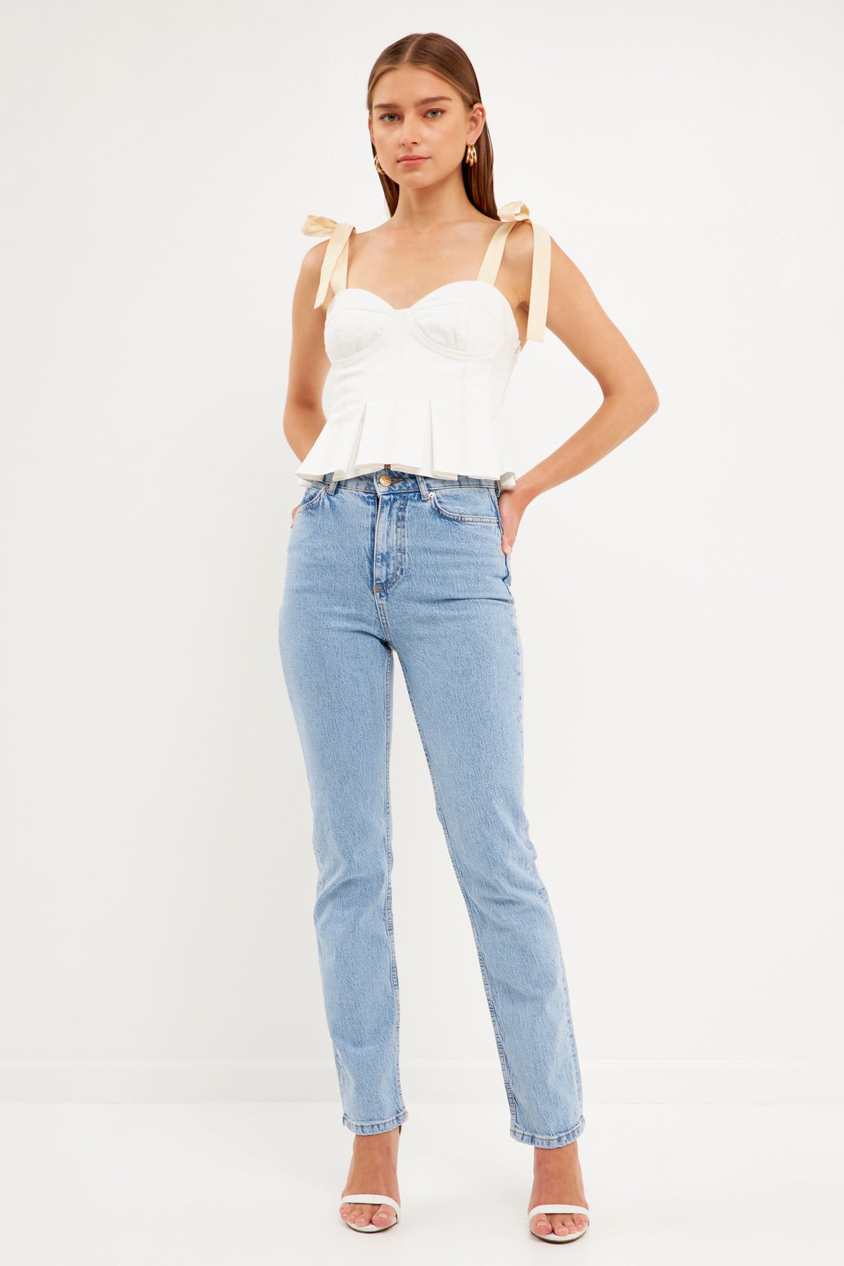 ENDLESS ROSE - Shoulder Tied Coreset Top with Pleats - TOPS available at Objectrare