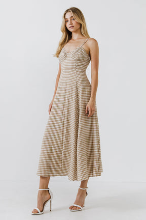 ENGLISH FACTORY - Gingham Coreset Maxi Dress - DRESSES available at Objectrare