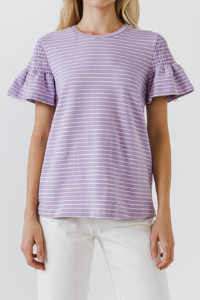 ENGLISH FACTORY - Smocked Stripe Top - TOPS available at Objectrare