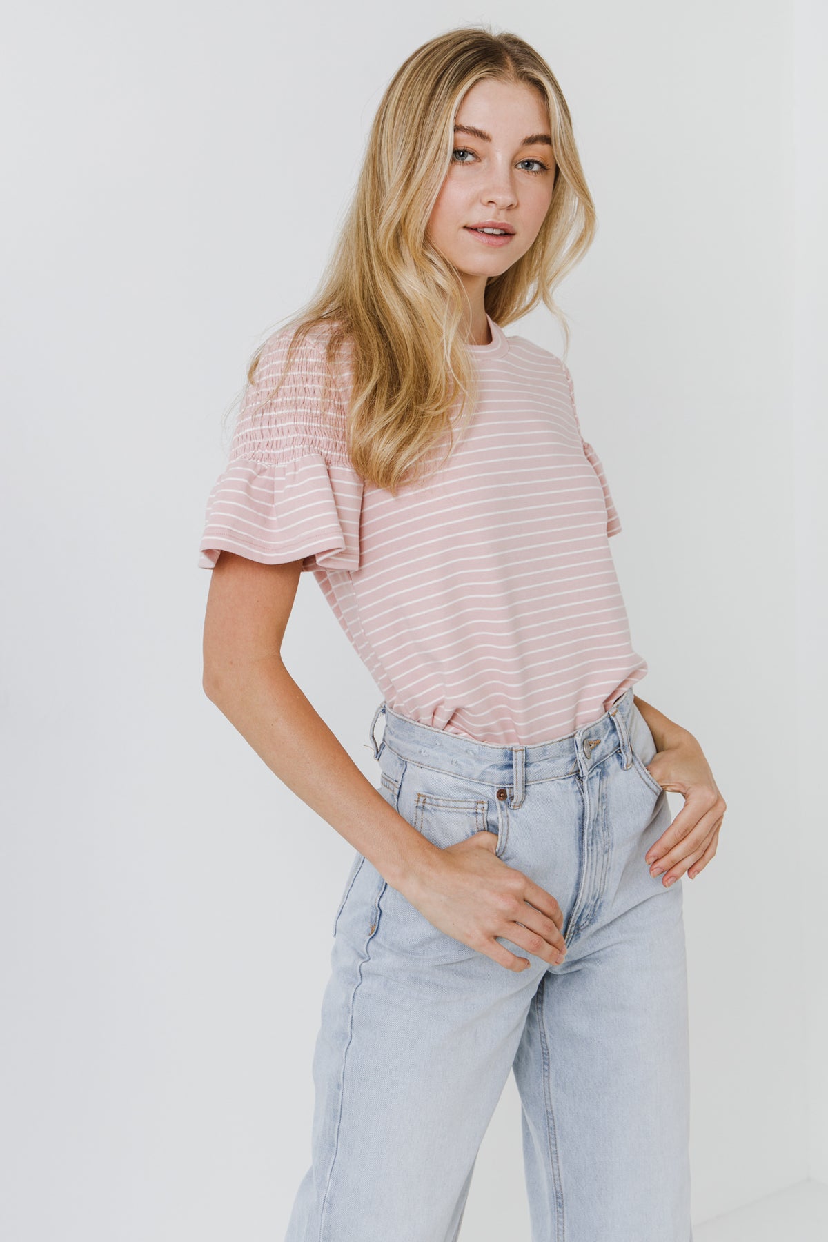 ENGLISH FACTORY - Smocked Stripe Top - TOPS available at Objectrare