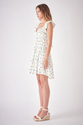 FREE THE ROSES - Floral Mini Dress with Back Tie Detail - DRESSES available at Objectrare