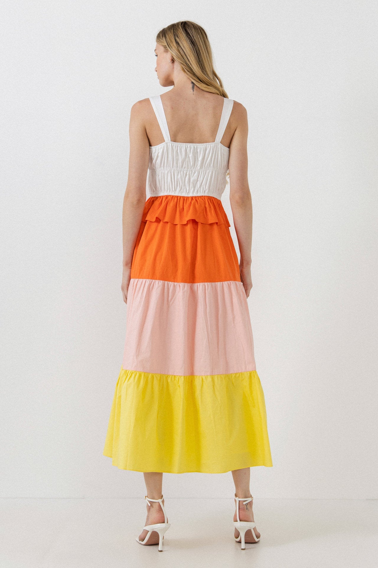 ENGLISH FACTORY - Color Block Tied Detail Shirring Dress - DRESSES available at Objectrare