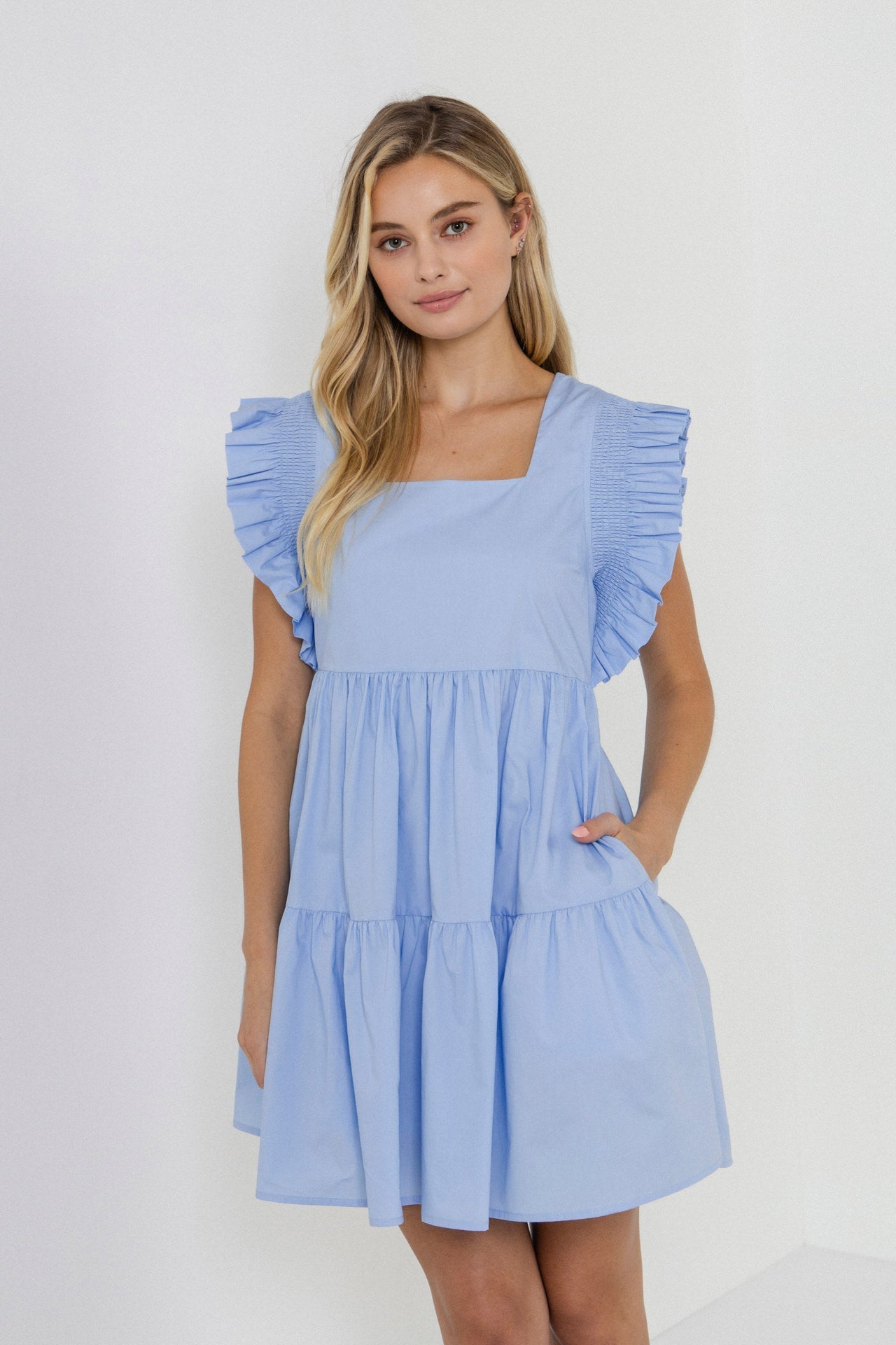 ENGLISH FACTORY - Ruffled Dress with Smocking Detail - DRESSES available at Objectrare