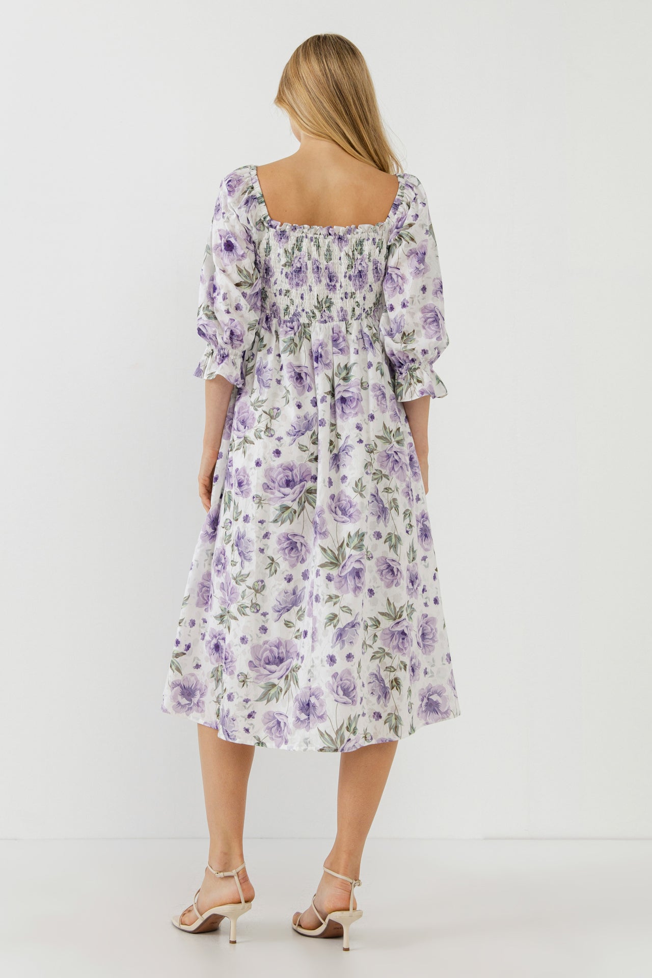 FREE THE ROSES - Floral Smocked Midi Dress - DRESSES available at Objectrare