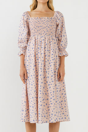 ENGLISH FACTORY - Floral Smocked Midi Dress - DRESSES available at Objectrare