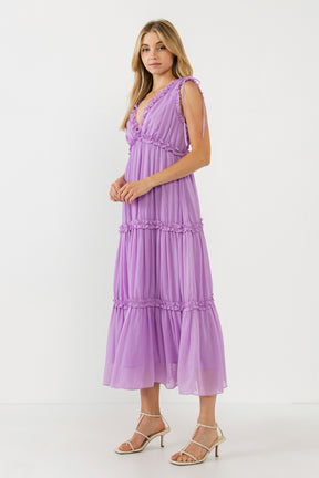 ENDLESS ROSE - Flowy Maxi Dress with Ruffle - DRESSES available at Objectrare