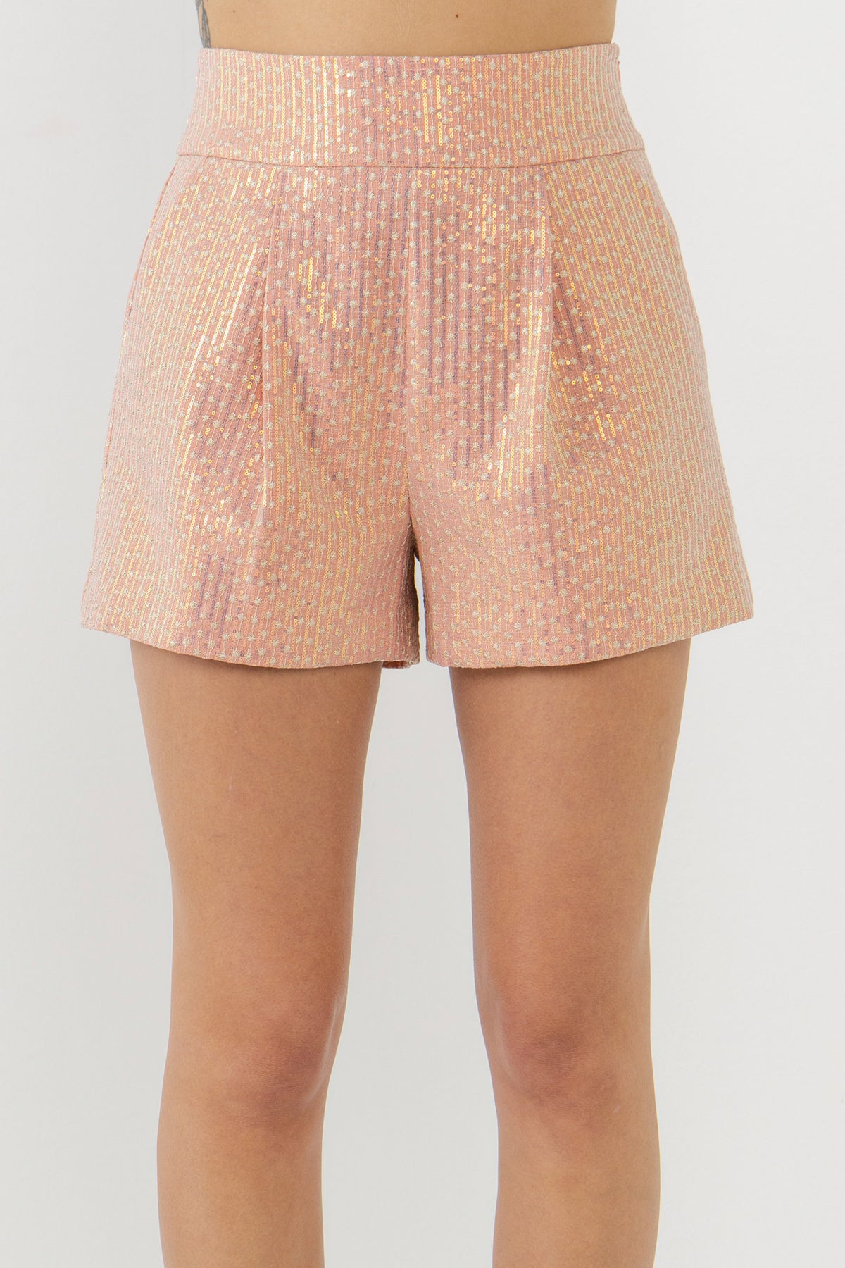 FREE THE ROSES - Sequins Embroidered Shorts - SHORTS available at Objectrare