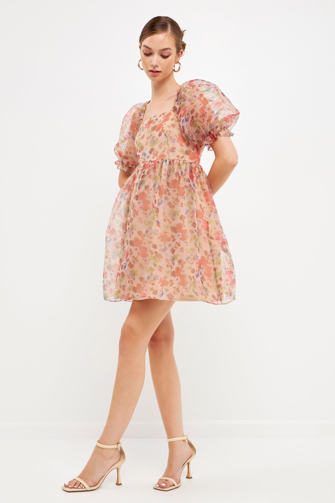 ENDLESS ROSE - Floral Puff Mini Dress - DRESSES available at Objectrare