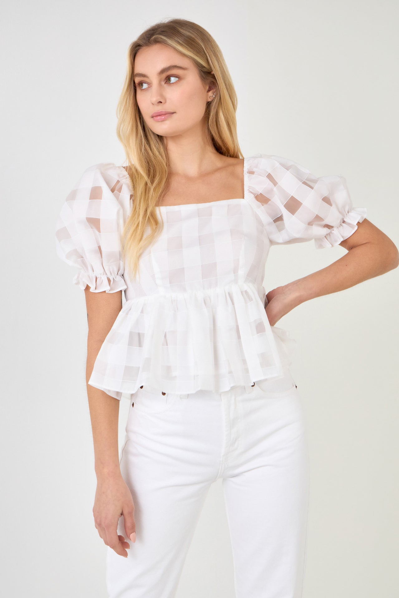 ENGLISH FACTORY - Checker Organza Top - TOPS available at Objectrare