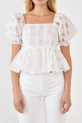 ENGLISH FACTORY - Checker Organza Top - TOPS available at Objectrare