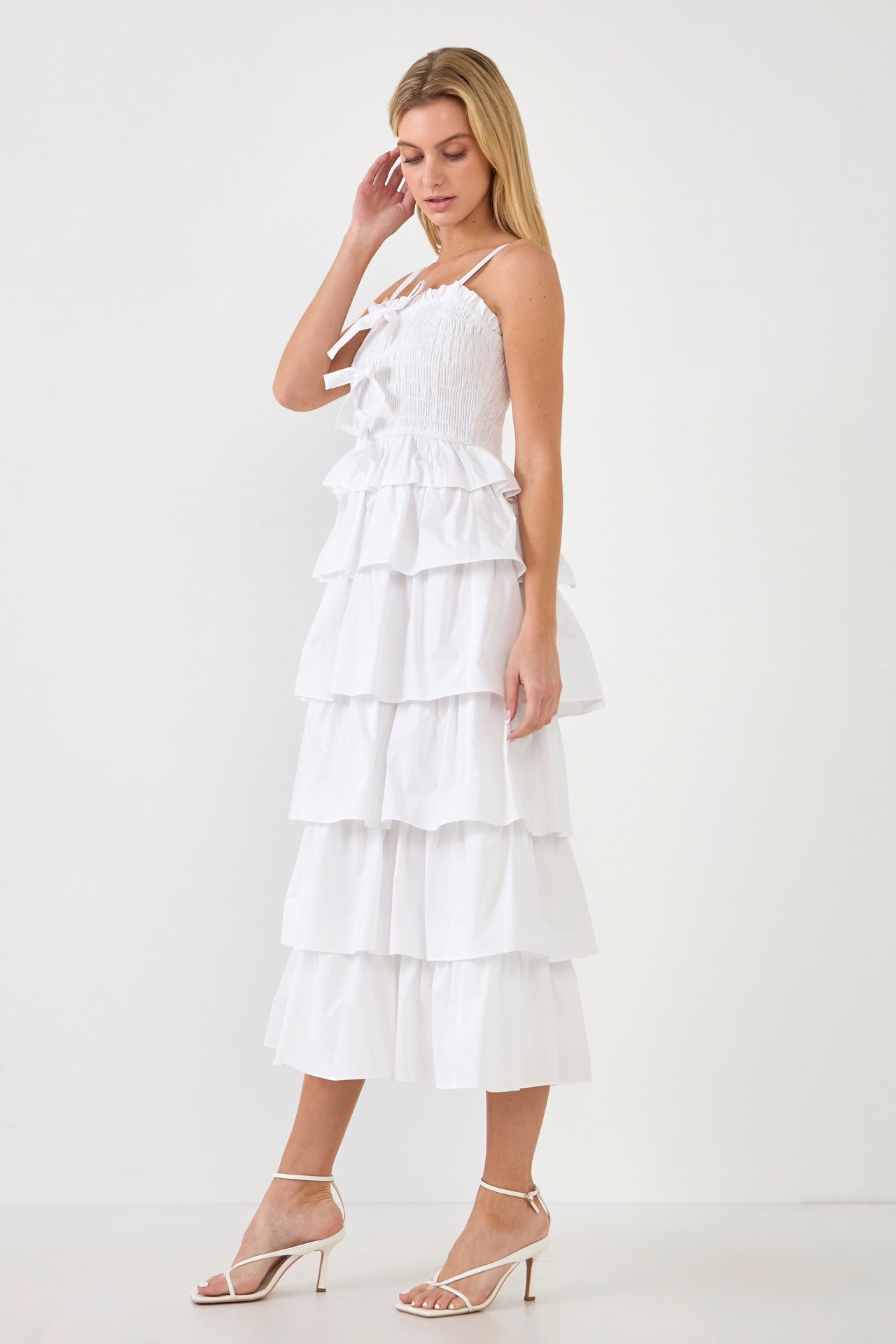 ENGLISH FACTORY - Ruffle Tiered Maxi Dress with Ties - DRESSES available at Objectrare