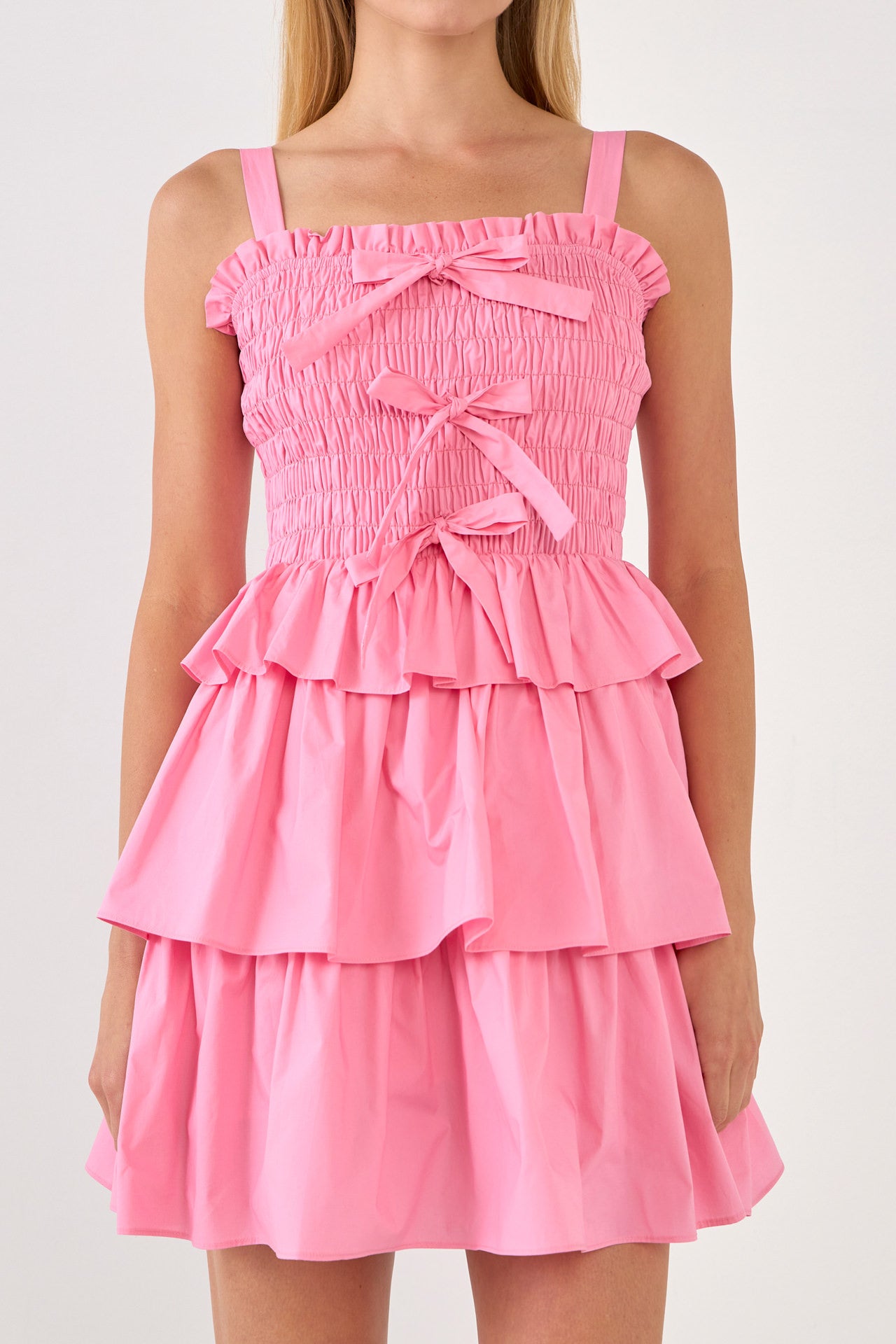 ENGLISH FACTORY - Ruffle tiered Mini Dress with Ties - DRESSES available at Objectrare