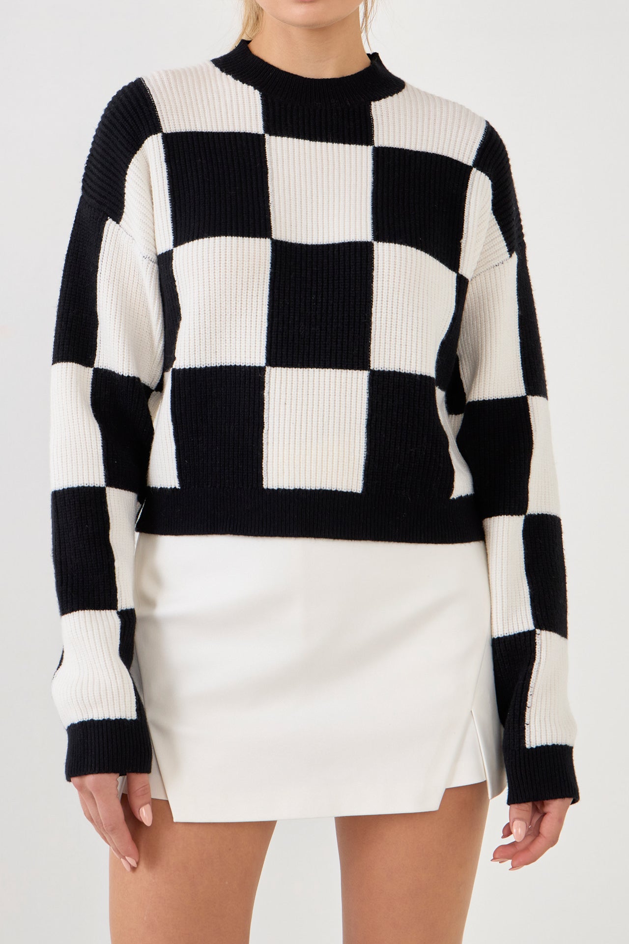 GREY LAB - Checkerboard Knit Sweater - SWEATERS & KNITS available at Objectrare