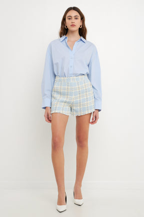 ENDLESS ROSE - Tweed Short with Frayed Hem - SHORTS available at Objectrare