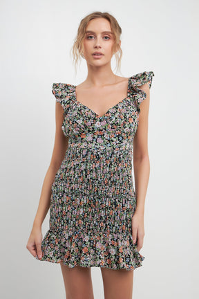FREE THE ROSES - Floral Smocked Mini Dress - DRESSES available at Objectrare