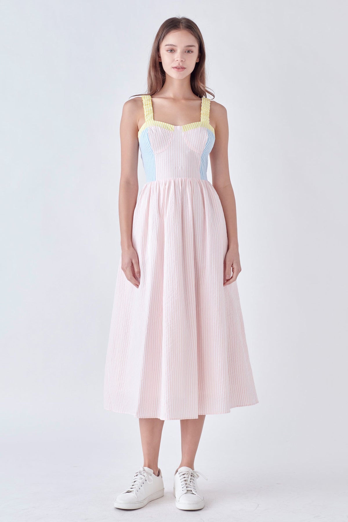 ENGLISH FACTORY - Multi Color Striped Mid Dress - DRESSES available at Objectrare