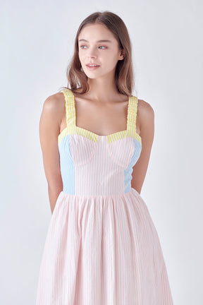 ENGLISH FACTORY - Multi Color Striped Mid Dress - DRESSES available at Objectrare