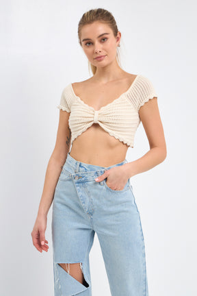 ENDLESS ROSE - Knit Top with Bow Detail - SWEATERS & KNITS available at Objectrare