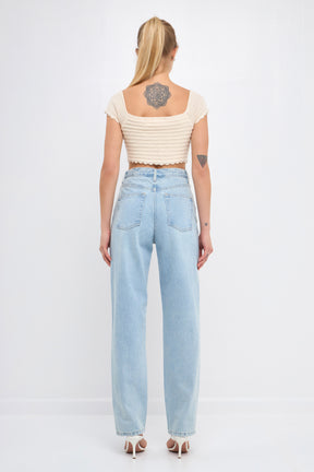 ENDLESS ROSE - Knit Top with Bow Detail - SWEATERS & KNITS available at Objectrare