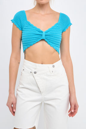 ENDLESS ROSE - Knit Top with Bow Detail - SWEATERS & KNITS available at Objectrare