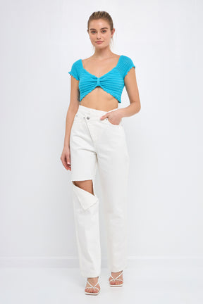 ENDLESS ROSE - Knit Top with Bow Detail - SWEATERS & KNITS available at Objectrare