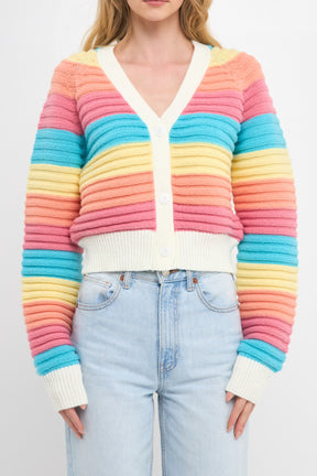 ENGLISH FACTORY - Rainbow Striped Knit Cardigan - CARDIGANS available at Objectrare
