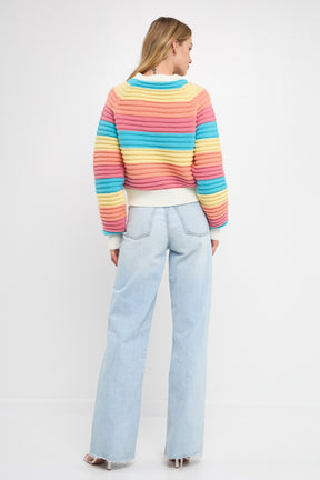 ENGLISH FACTORY - Rainbow Striped Knit Cardigan - CARDIGANS available at Objectrare