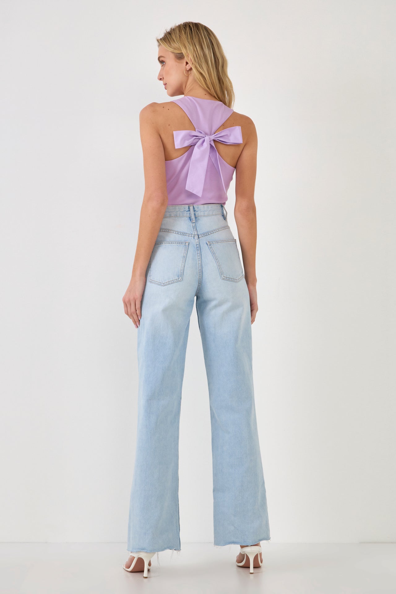ENGLISH FACTORY - Racer Back Tank Top with Bow - TOPS available at Objectrare