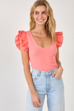 ENGLISH FACTORY - Ruffle Sleeve Tank Top - TOPS available at Objectrare